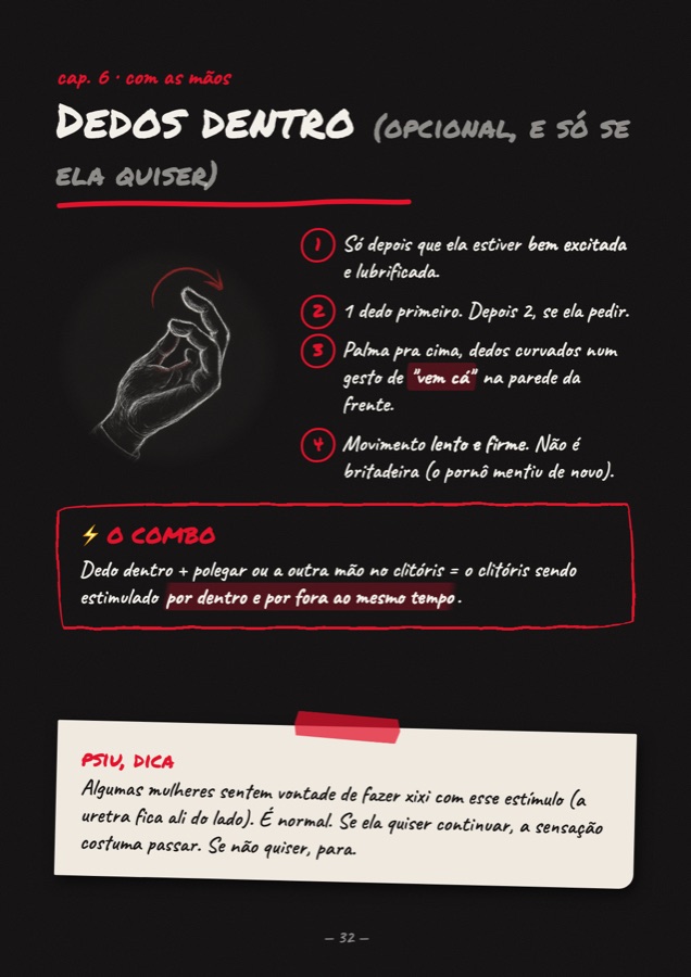 Página do caderno: dedos dentro