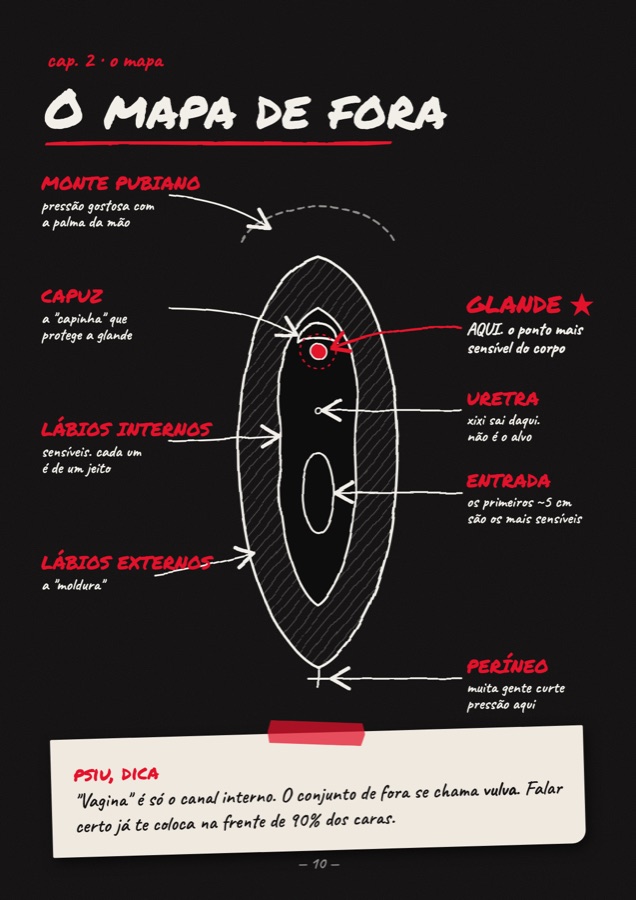 Página do caderno: o mapa da vulva